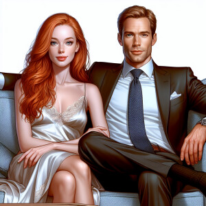 Photorealistic image. Beautiful ginger haired, fair skinned fema...
