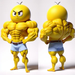 Create an image of Homer Simpson reimagined with a muscular phys...