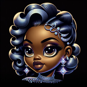 Create an image of a stylized, animated character with an expres...