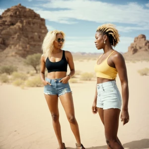 A white woman with blonde hair in her 30s and an African-America...