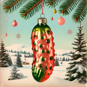 A photo of a 1950s kitsch blown glass Christmas ornament of a co...