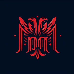 Design a logo featuring the initials "AJM" in a red brushstroke...