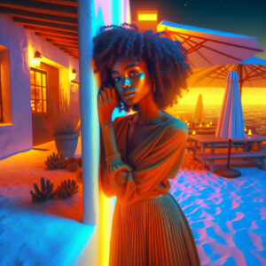 3-D image of a beautiful LIGHT SKIN, African-American woman she...