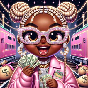 300dpi  peeking  Eye view , chibi style high gloss digital art A...