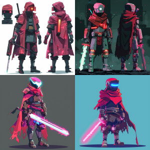 Video game Hyper light drifter.character sheet design 2D profess...