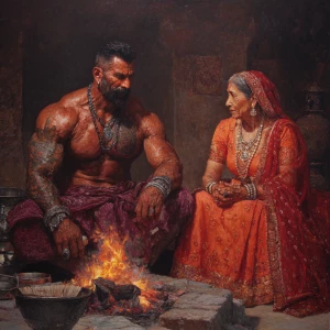 Hyperrealism,sharp painting.a beefy muscular sweaty criminal man...
