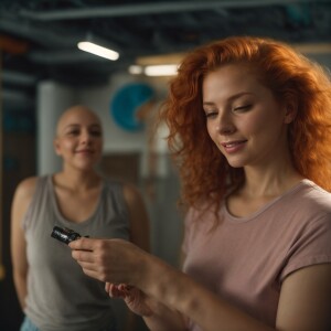 Photorealistic image. Beautiful ginger haired, pale skinned fema...