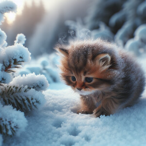 Котенок на морозе