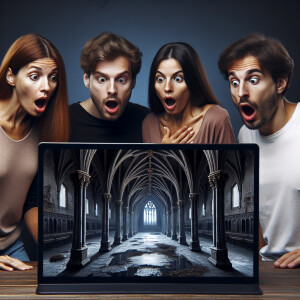 2 guys and 2 girls look at the screen in surprise. Which depicts...