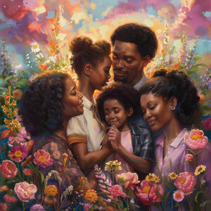 A tender moment captured in a soft pastel portrait, showcasing a...