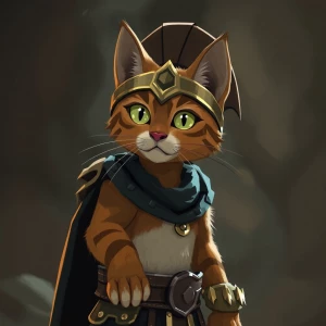 cat in gladiator role carton style