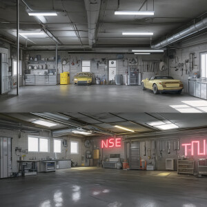 The garage in which the interior lighting is installed in the ca...