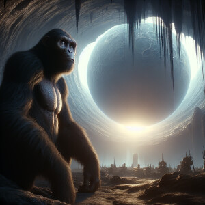 A realistic depiction of King Kong within the Hollow Earth envir...