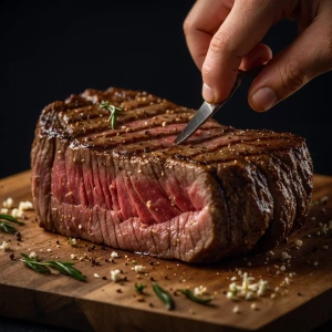 Draw a cow with a steak cut out of it