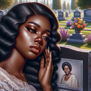 A beautiful light-skinned African-American woman with long wavy...