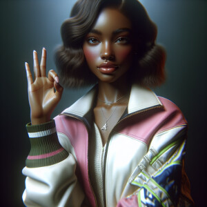 An African American girl in her early 20s, hair to her shoulders...