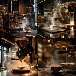 Luxurious coffee roastery interior design, coffee roaster in the...