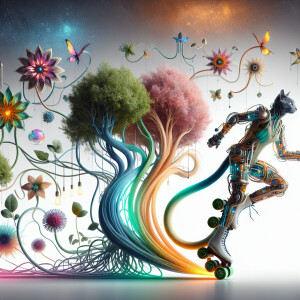 Create a whimsical illustration of a cat in a steampunk theme, a...