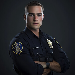Create an image of a Caucasian, young man, patrolman Michael Ang...