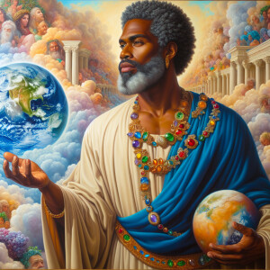 Oil painting of an African-American man resembling Jesus Christ,...