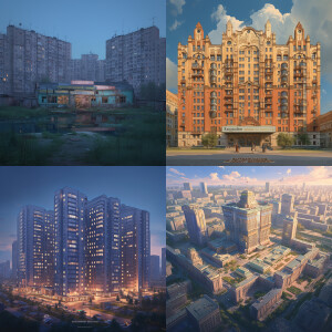 стилизованный городской пейзаж в абстрактно-экспрессионистском с...