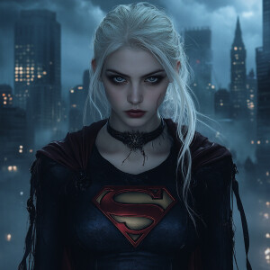 Create an image of a Supergirl character designed with Gothic ae...