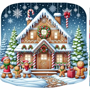 Create an image of an intricately decorated gingerbread house wi...