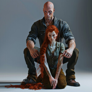 A photorealistic high resolution image. Light ginger haired fema...