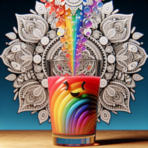 draw a glass of happy juice. make it really happy juice and rain...