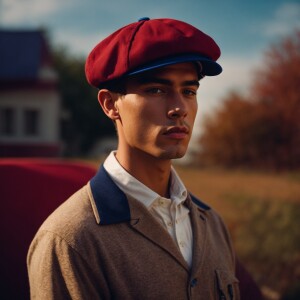 Create a preppy college aged male clothed in a polo style shirt...