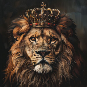 A majestic lion ring adorned with a regal crown on its head