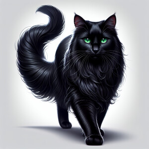A beautiful black cat walking towards the camera