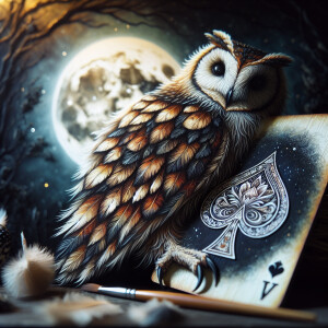 Owl holding ace card