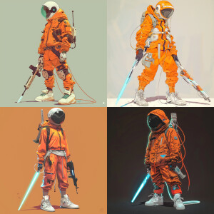Space pistols and rifles and energy weapons. Glowing swords a sm...