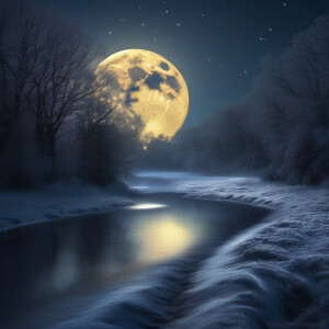 Moonlight before my bed
Seems like frost on the ground
I lift my...