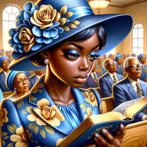 An 3-D illustration  in airbrush style featuring an African Amer...