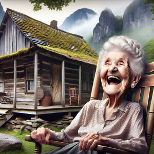 Funny and crazy caricature of a 95 year old  American grandma si...