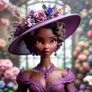 Create an image of a 3-D realistic African-American woman with a...