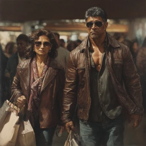 hyperrealism painting.a indian criminal sweaty muscular beefy m...