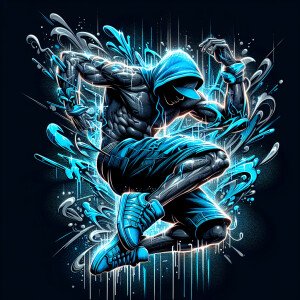 dynamic graffiti-inspired vector t-shirt design, frontal perspec...