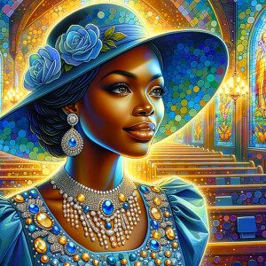 A spiritually enriching illustration portrays an African America...