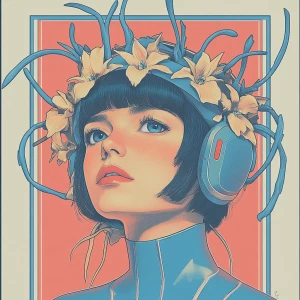 A girl with a whip of orchids and thorns --sref 6