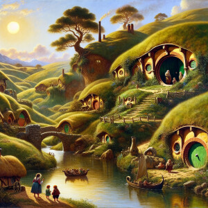 Let's start with **The Shire**, positioned on the **bottom left*...