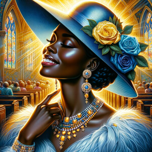 A spiritually enriching illustration portrays an African America...