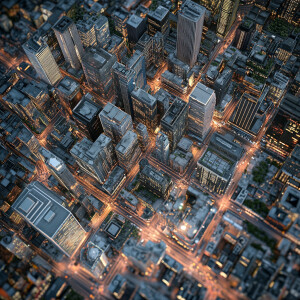 photorealistic big modern city with many details and things to e...