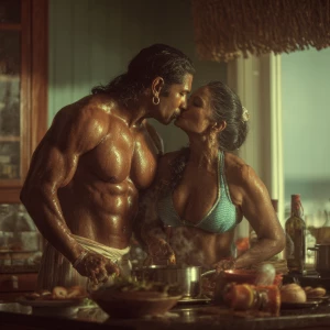 hyperRealism photo painting.a muscular sweaty indian employer ma...