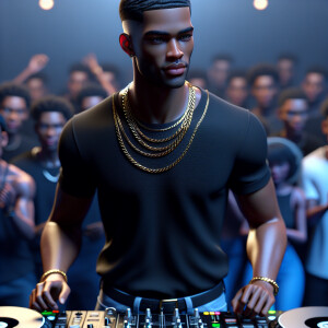 3D image of a Handsome LIGHT SKIN African American young DJ. He...