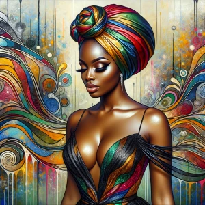 Create an image of an african american curvy woman, with promine...