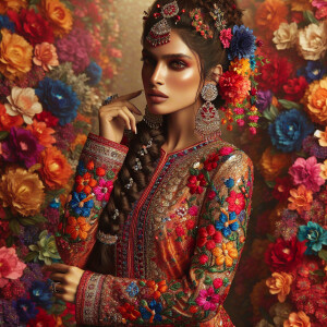 The image features an individual wearing a brightly colored trad...