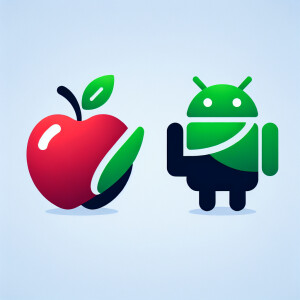 Create a logo of feud between Apple iPhone and Android